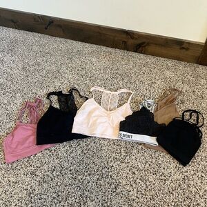 Women's Lace Bralette Set - Black, Pink, Tan